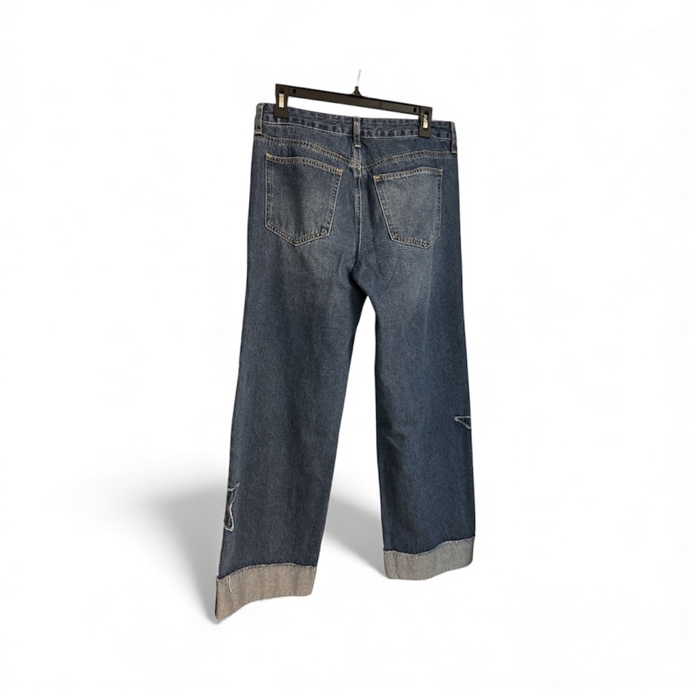 Ashley Mason Wide Leg Blue Denim Jeans w Stars - Picture 2 of 4